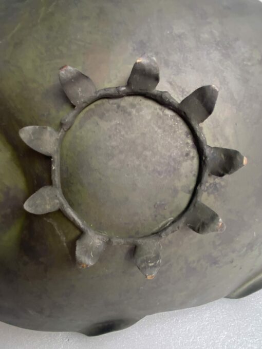 1900' Art Nouveau Patinated Bronze Fruit Basket, Japanese Crane And Water Lilies 47 X 58 X H 54 cm - Image 9