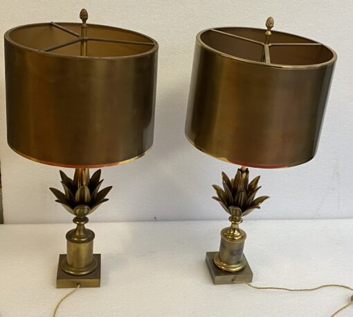 1970′ Paire De Lampes Ou Similaires En Bronze Signée Charles Modéle Fleur De Lotus – Image 10