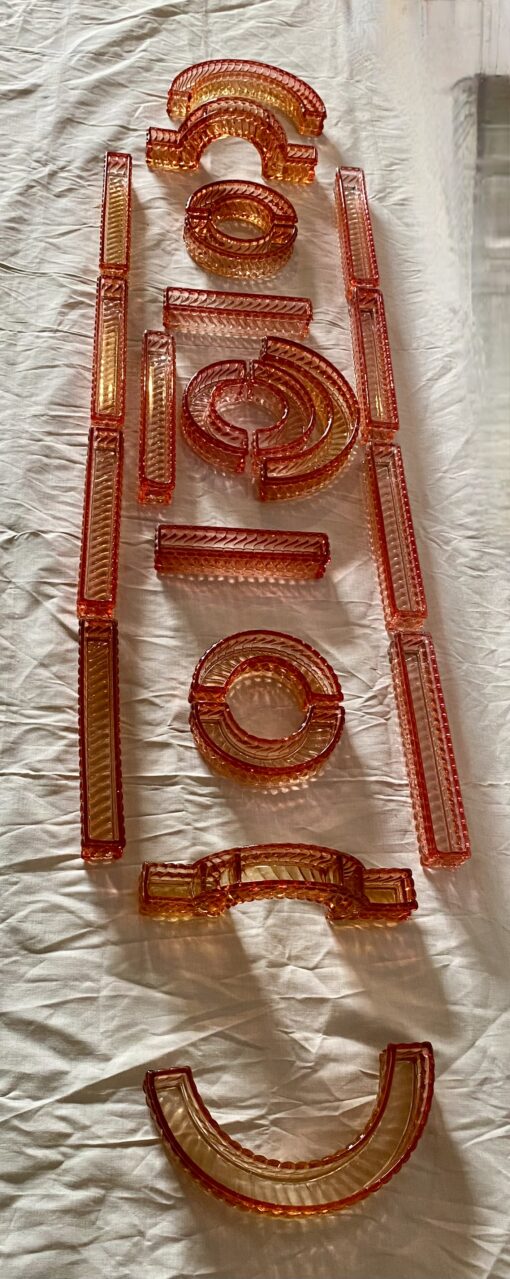 1875/1900' Baccarat Table Runner Red Color Tors Model Signed 200 X 50 cm - Image 7