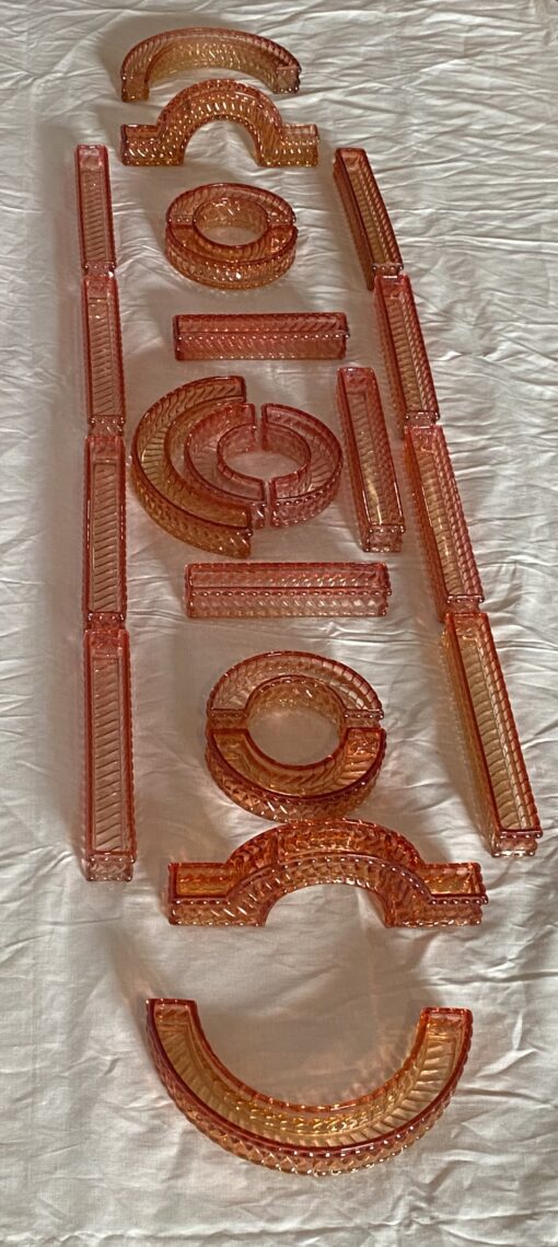 1875/1900' Baccarat Table Runner Red Color Tors Model Signed 200 X 50 cm