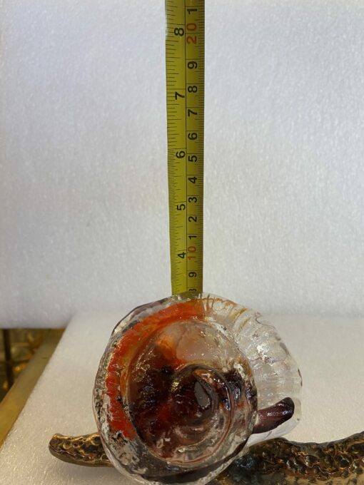 1970/80 Snail In Bronze And Glass Paste, Sculpture Signed LOHE - Image 3