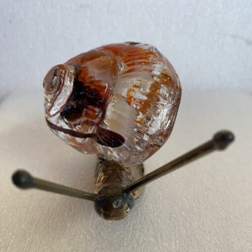 1970/80 Snail In Bronze And Glass Paste, Sculpture Signed LOHE - Image 5