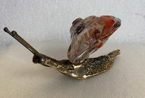 1970/80 Snail In Bronze And Glass Paste, Sculpture Signed LOHE - Image 7