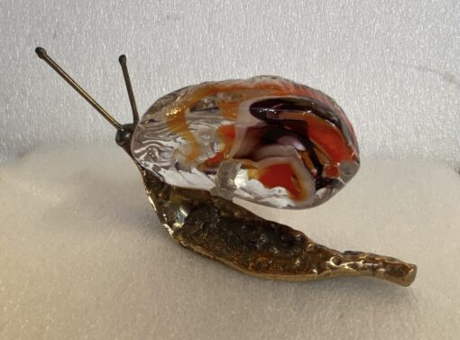 1970/80 Snail In Bronze And Glass Paste, Sculpture Signed LOHE - Image 9