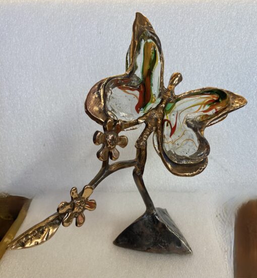 1970/80 Papillon En Bronze Et Pâte De Verre, Sculpture Signée LOHE – Image 3