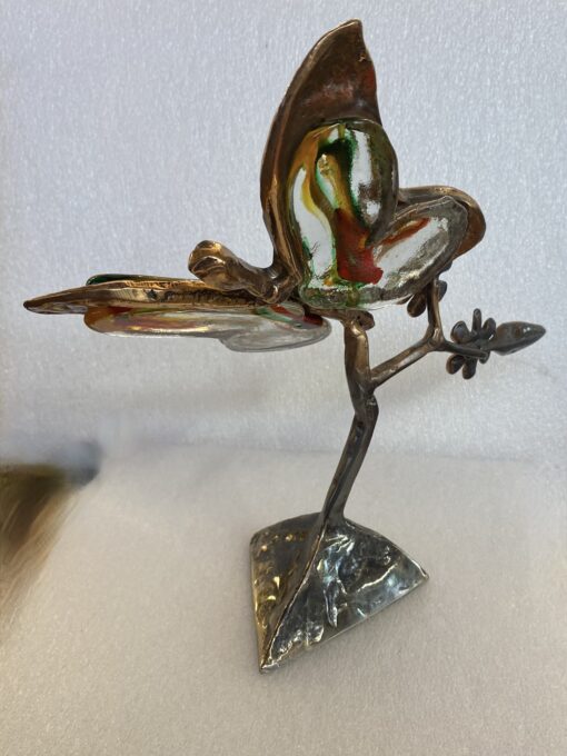1970/80 Papillon En Bronze Et Pâte De Verre, Sculpture Signée LOHE – Image 6