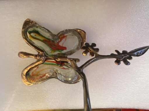 1970/80 Papillon En Bronze Et Pâte De Verre, Sculpture Signée LOHE – Image 8