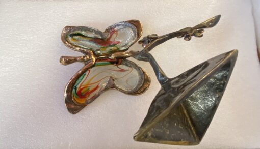 1970/80 Papillon En Bronze Et Pâte De Verre, Sculpture Signée LOHE – Image 10