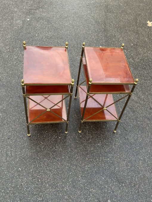 1950/70′ Pair of Shelves has 3 Levels With Bakelite Maison Baguès with Crosses Flower - Image 12