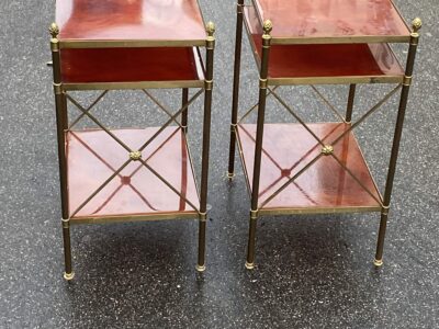 1950/70′ Pair of Shelves has 3 Levels With Bakelite Maison Baguès with Crosses Flower