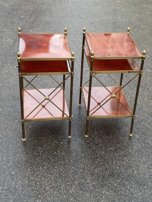 1950/70′ Pair of Shelves has 3 Levels With Bakelite Maison Baguès with Crosses Flower