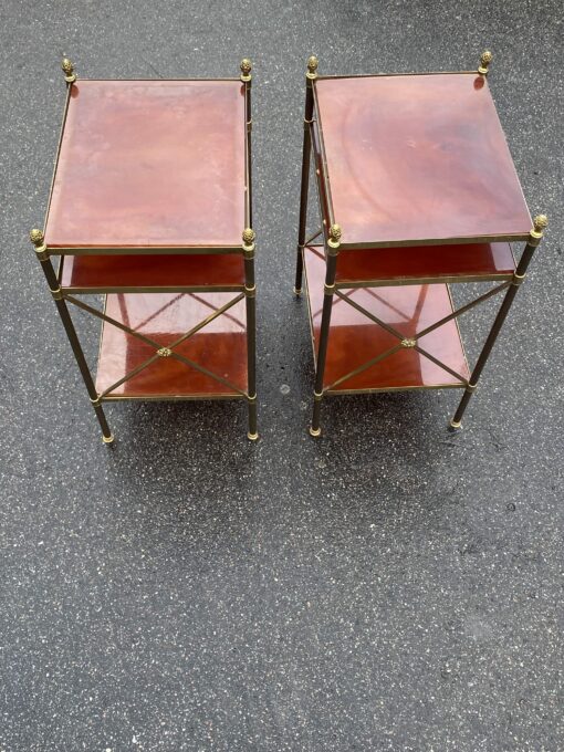 1950/70′ Pair of Shelves has 3 Levels With Bakelite Maison Baguès with Crosses Flower - Image 3