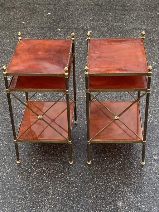 1950/70′ Pair of Shelves has 3 Levels With Bakelite Maison Baguès with Crosses Flower - Image 11