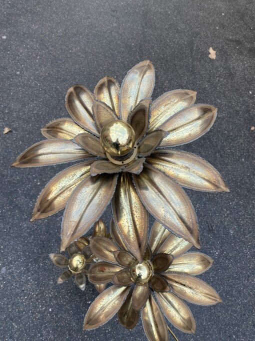 1970′ Maison Jansen Brass Illuminating Plant 3 Heads H 100 cm - Image 2
