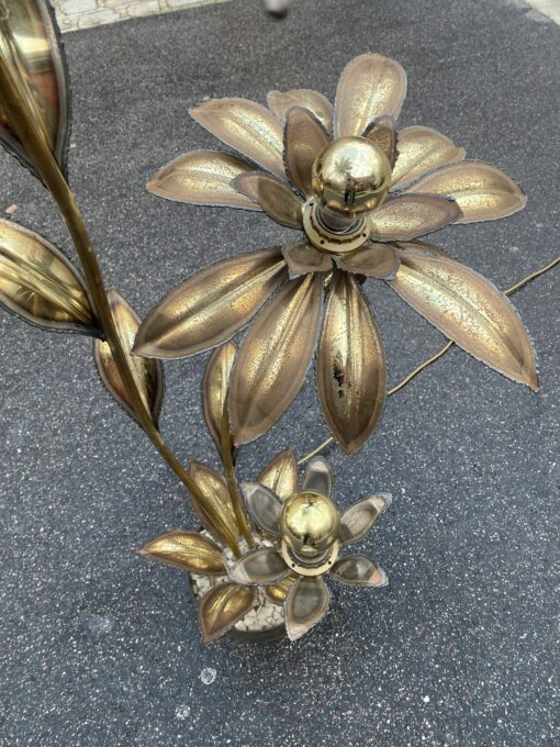 1970′ Maison Jansen Brass Illuminating Plant 3 Heads H 100 cm - Image 6
