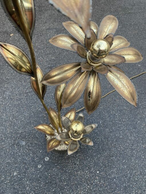 1970′ Maison Jansen Brass Illuminating Plant 3 Heads H 100 cm - Image 7