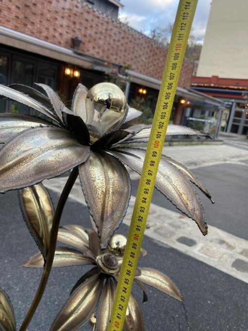 1970′ Maison Jansen Brass Illuminating Plant 3 Heads H 100 cm - Image 9