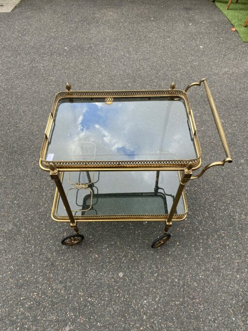 1950/70 Maison Jansen Rolling Trolley In Brass And Gilt Bronze
