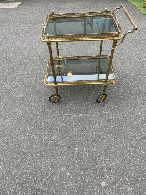 1950/70 Maison Jansen Rolling Trolley In Brass And Gilt Bronze - Image 2