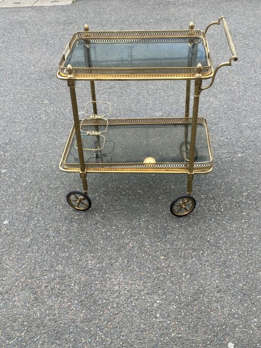 1950/70 Maison Jansen Rolling Trolley In Brass And Gilt Bronze - Image 3
