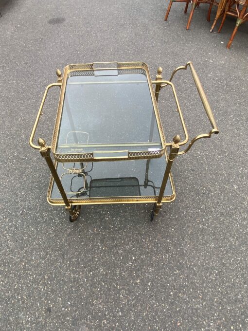 1950/70 Maison Jansen Rolling Trolley In Brass And Gilt Bronze - Image 7