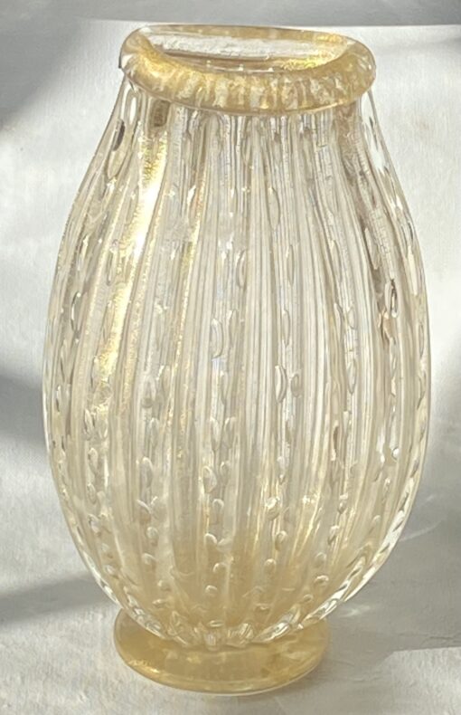 1970′ Vase  Cristal Murano Avec Paillons D’ Or Signés Murano Alberto Dama H 36 cm – Image 2