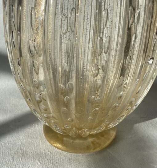 1970′ Vase  Cristal Murano Avec Paillons D’ Or Signés Murano Alberto Dama H 36 cm – Image 5