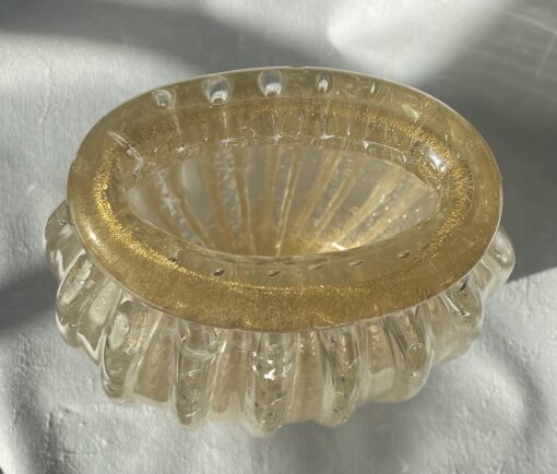 1970′ Vase  Cristal Murano Avec Paillons D’ Or Signés Murano Alberto Dama H 36 cm – Image 6