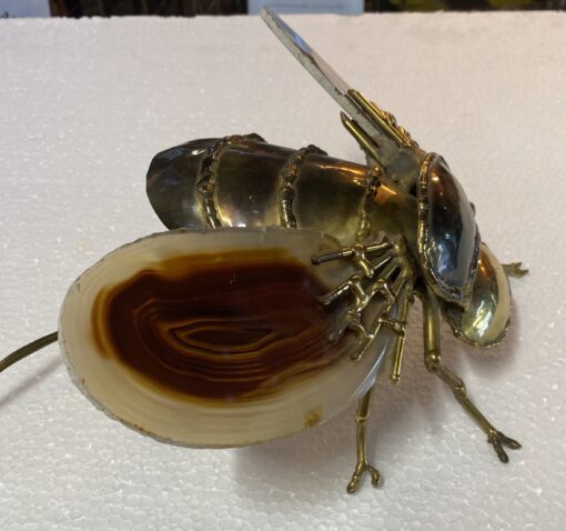 1970’ Bee Wall Lamp in Bronze or Brass, Duval Brasseur Or Isabelle Faure, 1 Bulb, Agate Wings: 28 X H 35 cm - Image 9