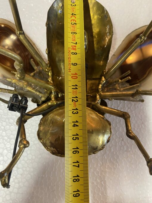 1970’ Bee Wall Lamp in Bronze or Brass, Duval Brasseur Or Isabelle Faure, 1 Bulb, Agate Wings: 28 X H 35 cm - Image 5