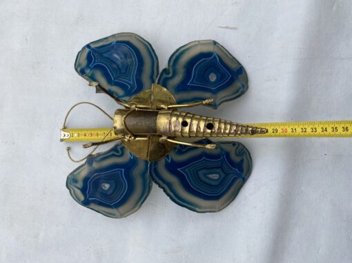1970' Butterfly Wall Lamp in Bronze or Brass, Duval Brasseur Or Isabelle Faure, 1 Bulb, Blue Agate Wings: 28 X H 26 cm - Image 8
