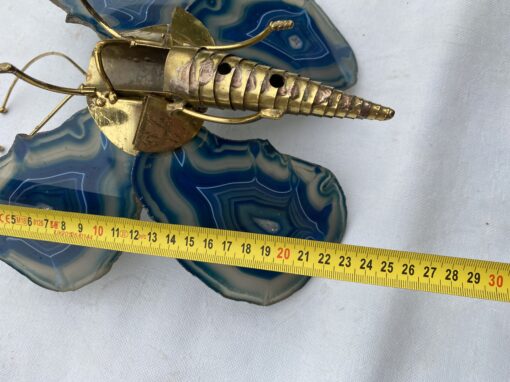 1970' Butterfly Wall Lamp in Bronze or Brass, Duval Brasseur Or Isabelle Faure, 1 Bulb, Blue Agate Wings: 28 X H 26 cm - Image 11
