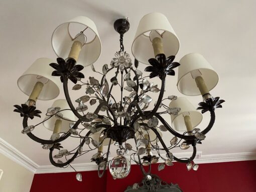 1970' Maison Baguès Foliage And Flowers Chandelier 8 Arms Ø 80 cm H 65 cm - Image 2