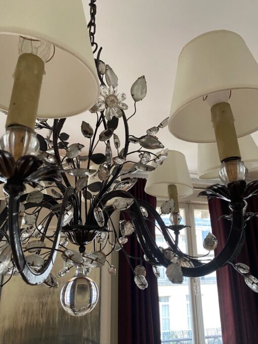 1970' Maison Baguès Foliage And Flowers Chandelier 8 Arms Ø 80 cm H 65 cm - Image 5
