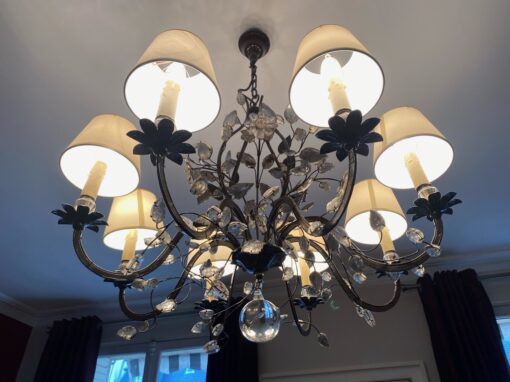 1970' Maison Baguès Foliage And Flowers Chandelier 8 Arms Ø 80 cm H 65 cm - Image 3