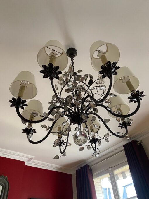 1970' Maison Baguès Foliage And Flowers Chandelier 8 Arms Ø 80 cm H 65 cm - Image 4