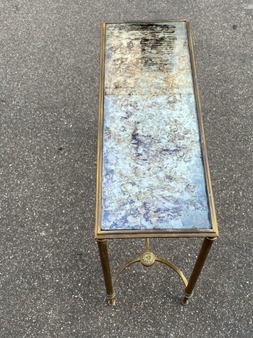1950/70 Console Or End Of Sofa Gilt Bronze Maison Jansen Or Maison Charles Or Maison Bagués Aged Oxidized Mirror Tray With Spacer 65 cm X 25 X H 56 cm - Image 3