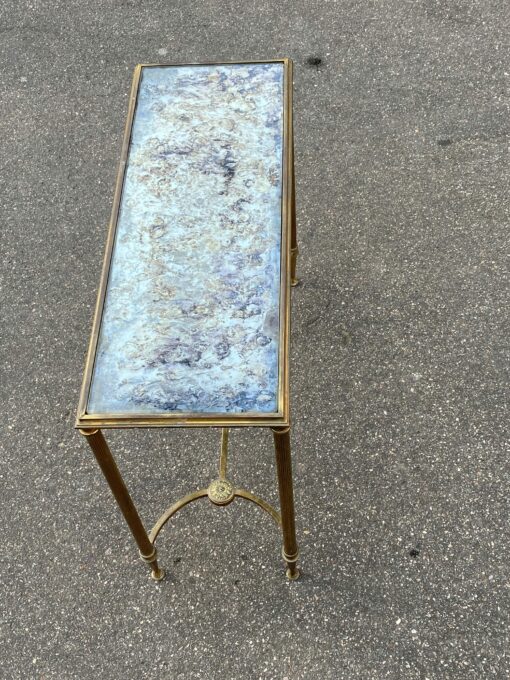 1950/70 Console Or End Of Sofa Gilt Bronze Maison Jansen Or Maison Charles Or Maison Bagués Aged Oxidized Mirror Tray With Spacer 65 cm X 25 X H 56 cm - Image 2