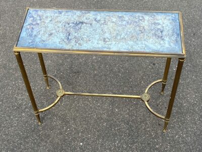 1950/70 Console Or End Of Sofa Gilt Bronze Maison Jansen Or Maison Charles Or Maison Bagués Aged Oxidized Mirror Tray With Spacer 65 cm X 25 X H 56 cm