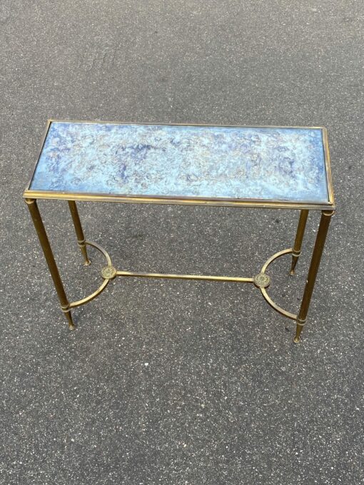 1950/70 Console Or End Of Sofa Gilt Bronze Maison Jansen Or Maison Charles Or Maison Bagués Aged Oxidized Mirror Tray With Spacer 65 cm X 25 X H 56 cm