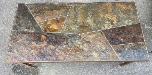 1950/70 Wrought Iron Coffee Table With Correze Slate Top Spacer 90.5 X 45.5 X H 45 cm - Image 2