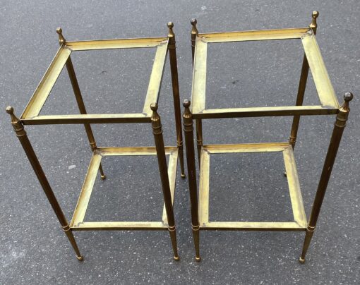 1970′ Pair of Sofa Ends In Gilt Bronze Maison Jansen Black Mirror Trays 32 X 27 cm - Image 12
