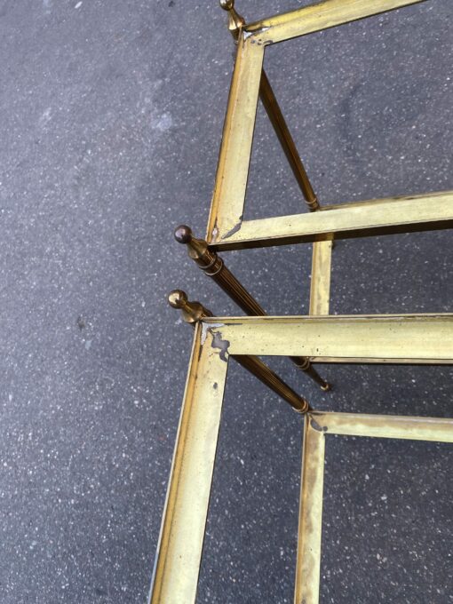 1970′ Pair of Sofa Ends In Gilt Bronze Maison Jansen Black Mirror Trays 32 X 27 cm - Image 9
