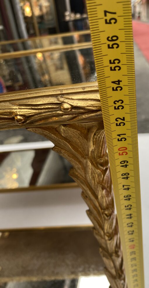 1970′ Pair Of Sofa Ends Maison Charles, Jansen Or Baguès Palm Tree Decor In Gilt Bronze With Aged Mirror Trays 71 X 32 X H 54 cm - Image 14