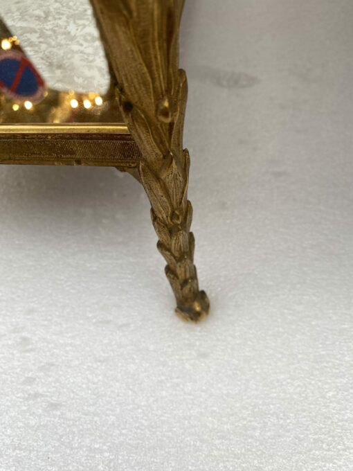 1970′ Pair Of Sofa Ends Maison Charles, Jansen Or Baguès Palm Tree Decor In Gilt Bronze With Aged Mirror Trays 71 X 32 X H 54 cm - Image 17