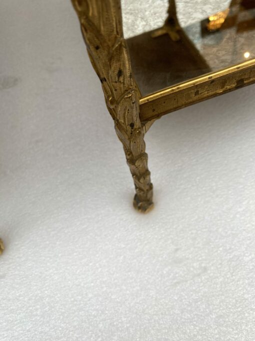 1970′ Pair Of Sofa Ends Maison Charles, Jansen Or Baguès Palm Tree Decor In Gilt Bronze With Aged Mirror Trays 71 X 32 X H 54 cm - Image 18