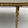 1970′ Maison Charles Oval Coffe Table, Jansen Or Baguès Palm Tree Decor in Gilt Bronze with Aged Mirror Tops 112 X 48 X H 40 CM - Image 5