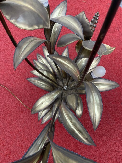 1970′ Plante Éclairante en Laiton Maison Jansen 3 Têtes H 113 cm X 80 cm Ø – Image 18