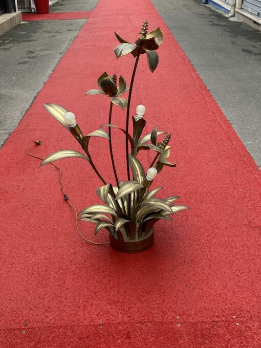1970′ Plante Éclairante en Laiton Maison Jansen 3 Têtes H 113 cm X 80 cm Ø – Image 17