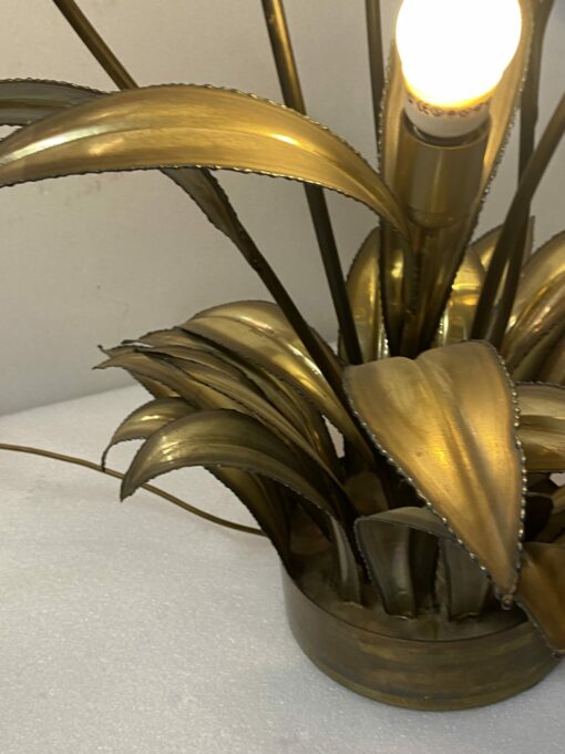 1970′ Plante Éclairante en Laiton Maison Jansen 3 Têtes H 113 cm X 80 cm Ø – Image 12